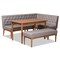 Baxton Studio Riordan Mid-Century Modern Grey Fabric and Walnut Brown Finished Wood 4-Piece Dining Nook Set 186-11355-9308-9305-Zoro - alternate 1